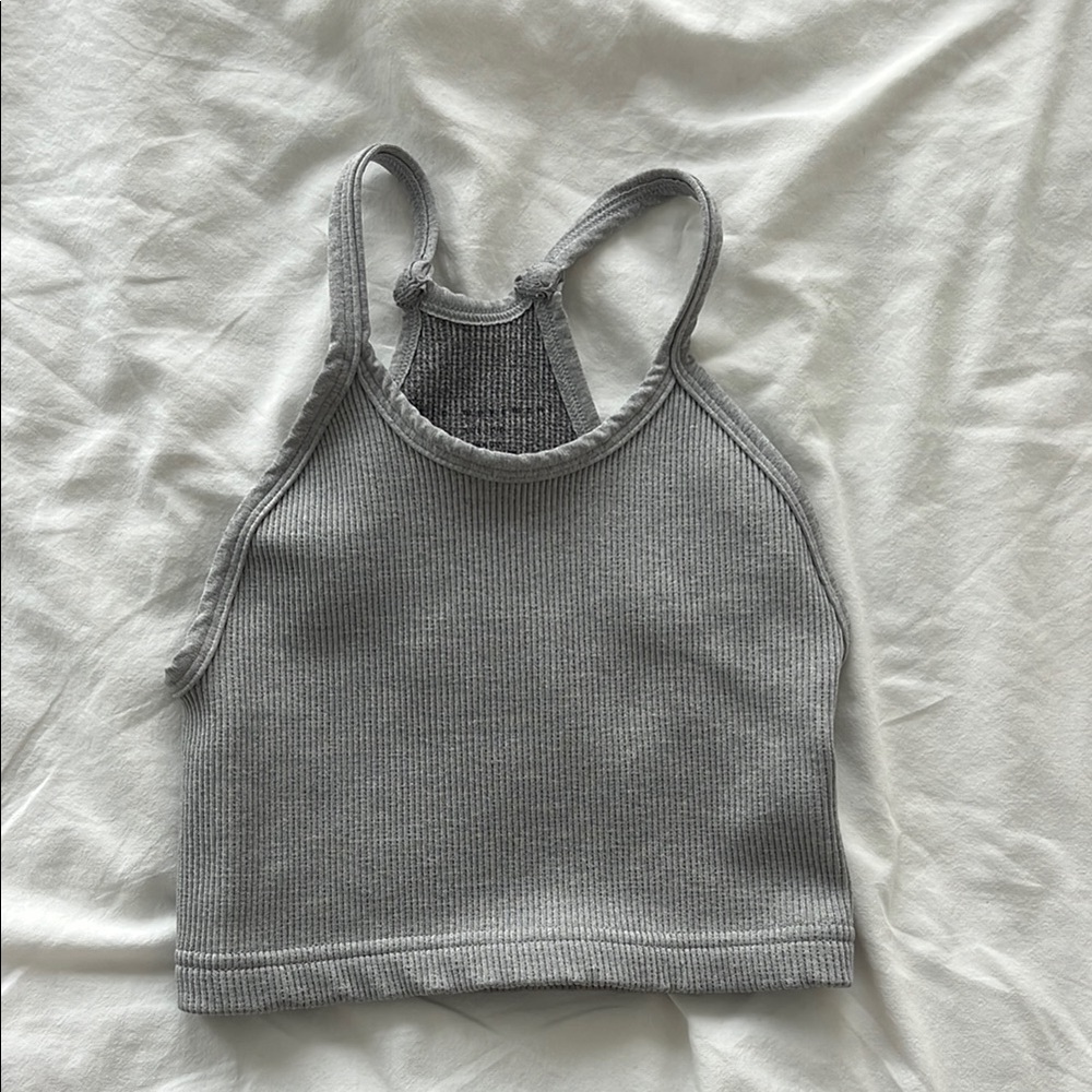 Free People Ribbed Grey Crop Top - Picture 2 of 6